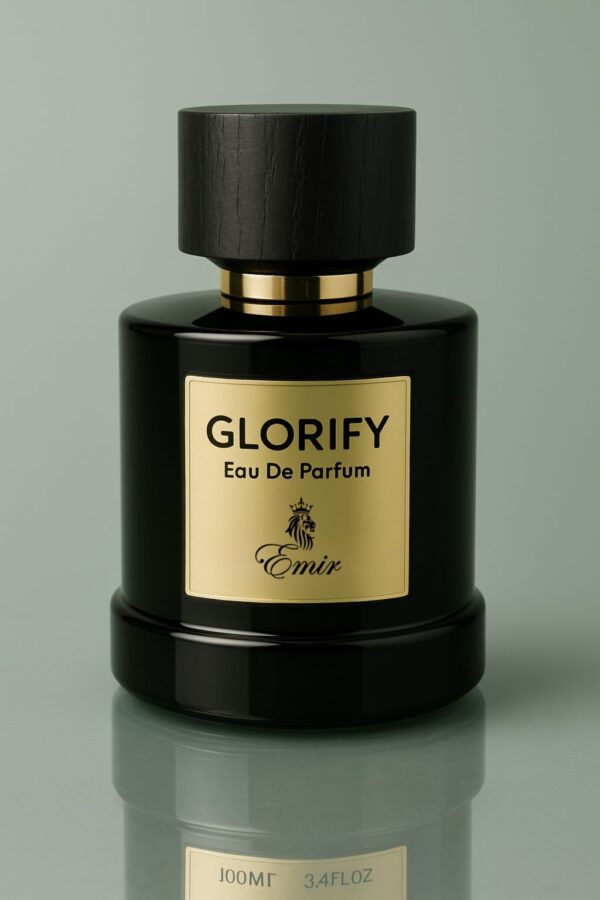 Glorify by Emir 100ml unisex eau de parfum bottle with pine‑apple citrus, jasmine rose, oud sandalwood notes
