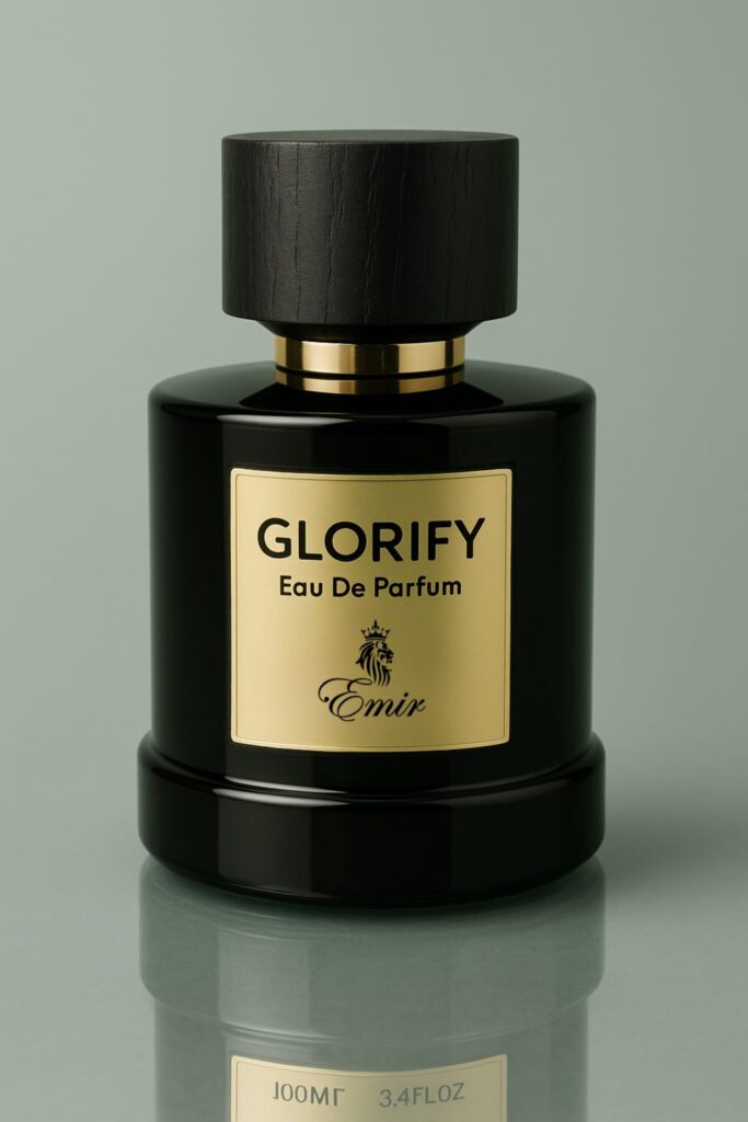 Glorify by Emir 100ml unisex eau de parfum bottle with pine‑apple citrus, jasmine rose, oud sandalwood notes