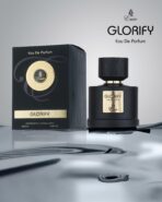 Glorify by Emir 100ml luxury unisex perfume bottle on golden background for Saudi Arabia