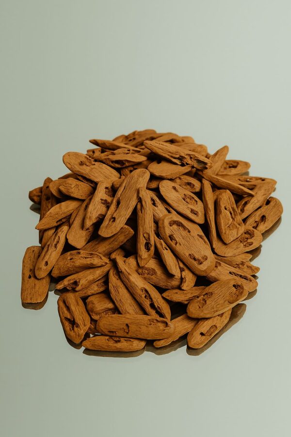 Dark brown resin-saturated Indonesian Kalimantan oud chunk – premium agarwood for burning.