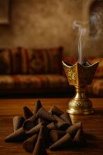 Mamoul Haramain pure black cone oud in 250g jar by Gulf Oud, luxurious Arabian incense